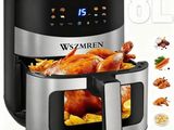 a close up of an air fryer with a turkey in it