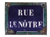 a blue and white sign that says rue lenotre