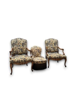 three chairs with floral upholstered upholstered upholstered upholstered upholstered upholstered upholstered upholstered