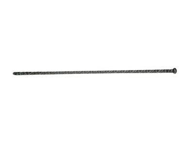 a black and white photo of a long metal rod