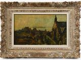 an image of a painting of a church on a hill