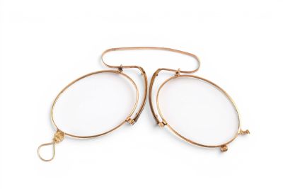 deux paires de lunettes posées sur une surface blanche, dont une au premier plan