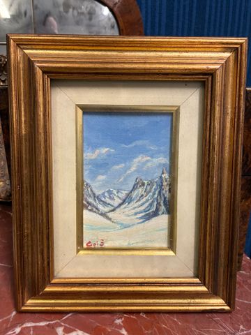 École française XXe. « Paysage de Montagne enneigée ». Huile sur ...