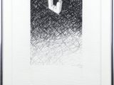 a black and white drawing of a square object in a black frame
