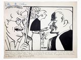drawing of a cartoon of a man and a woman talking to each other