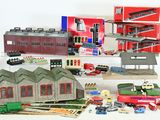 a lot of toy trains that are sitting on a table