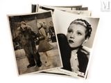 trois photos en noir et blanc représentant une femme en manteau de fourrure et un ours