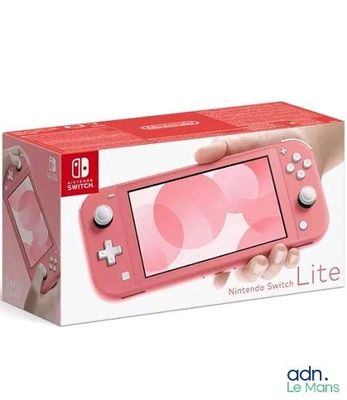 nintendo wii lite in a pink box with a hand holding the controller