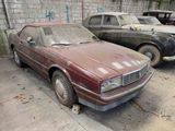 cars are parked in a garage with graffiti all over them