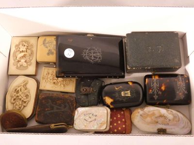 a box with many different types of purses in it