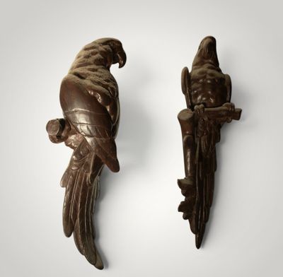 pair of bronze parrot wall sconces