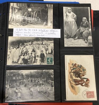 an old black and white photo of a book with pictures of people on it