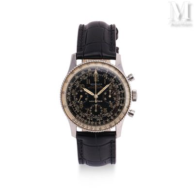 a black and gold watch with a black leather strap