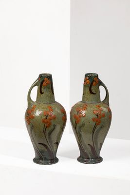 Jules ETIENNE, Paris Paire de vases en céramique émaillée à …