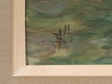 a picture of a painting of a boat in the water