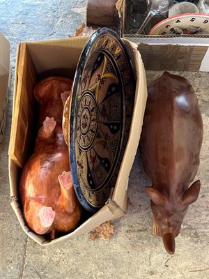 une boîte posée par terre, contenant de la nourriture