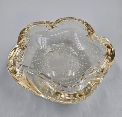 57 / B3 / Daum Nancy France, cendrier en cristal bullé …