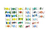 a close up of a bunch of small fish on a white surface