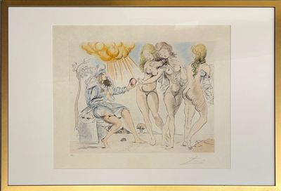 un tableau représentant un groupe de nus, dans un cadre doré