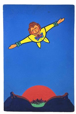une image représentant un tableau où l'on voit une femme volant dans les airs