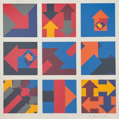une image représentant un ensemble de neuf carrés de couleurs différentes