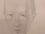 pencil drawing of a man ' s face with a bald head