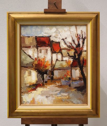Alain FORJAN « Vue de village ». Huile sur toile. Signée en bas à...