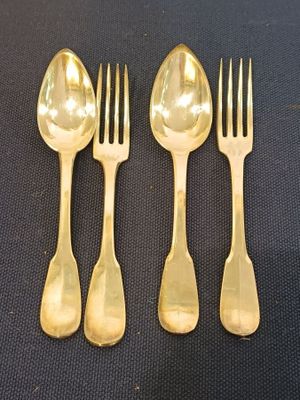 2 couverts en métal argenté Christofle, modèle uniplat