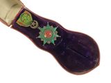 une image représentant un étui violet orné d'une étoile verte et d'une autre étoile verte