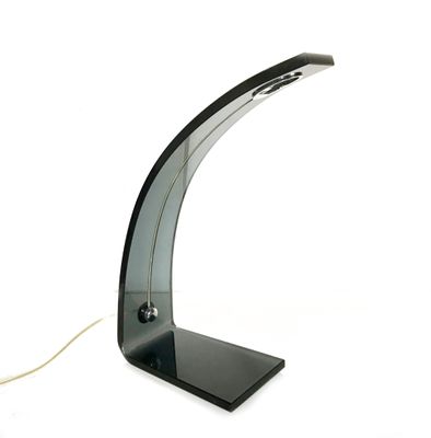 DESIGN S.A Lampe de bureau en verre teinté en forme de L. Ci…