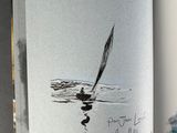 a drawing of a person in a boat on the water