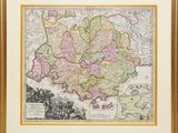 an old map of england and wales in a gold frame