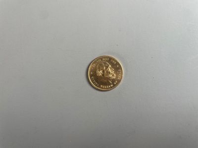gros plan d'une pièce d'or sur une surface blanche