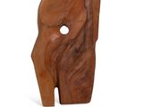 wooden sculpture of a woman ' s face on a white background
