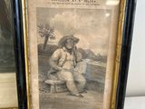 an old picture of a man sitting on a bench next to a picture of a woman