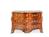 a chest of drawers with a marble top on a white background