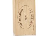 a close up of a wooden box with a label on it