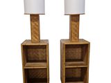 paire de lampes en bambou et en osier datant du milieu du siècle dernier