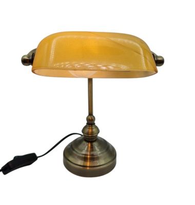 an image of a desk lamp with a yellow shade on it