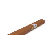 brown cardboard box on a white background with a white label