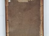 an old picture of a piece of wood with a piece of brown paper on it