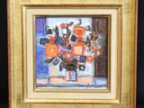 an image of a painting of a vase of flowers in a gold frame