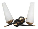 pair of brass and glass sconces on a white background
