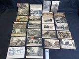 many old postcards that are on the table