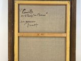 a painting of a picture of a person with a handwritten message on it