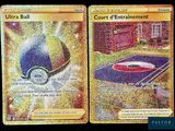 deux cartes Pokémon représentant respectivement un terrain de tennis et un terrain de basket