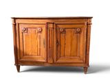 a wooden cabinet with two doors and two drawers