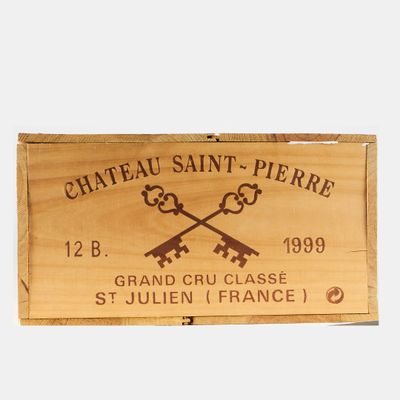 a wooden box with a label on it that says chateau saint pierre