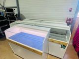 a large display case in the middle of a room