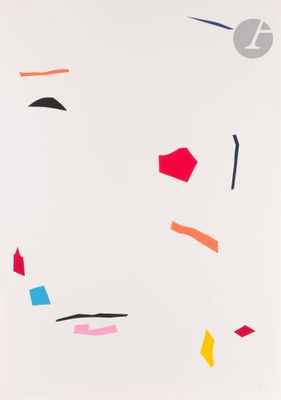 an image of a painting of a face made out of colored shapes